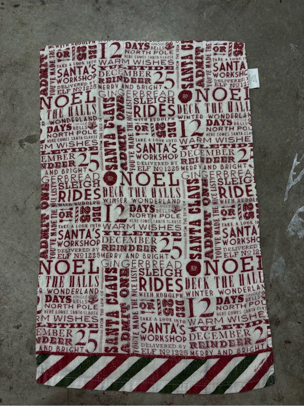 KalDee Designs Christmas Santa NOEL Text Cotton Hand Towel 11x15